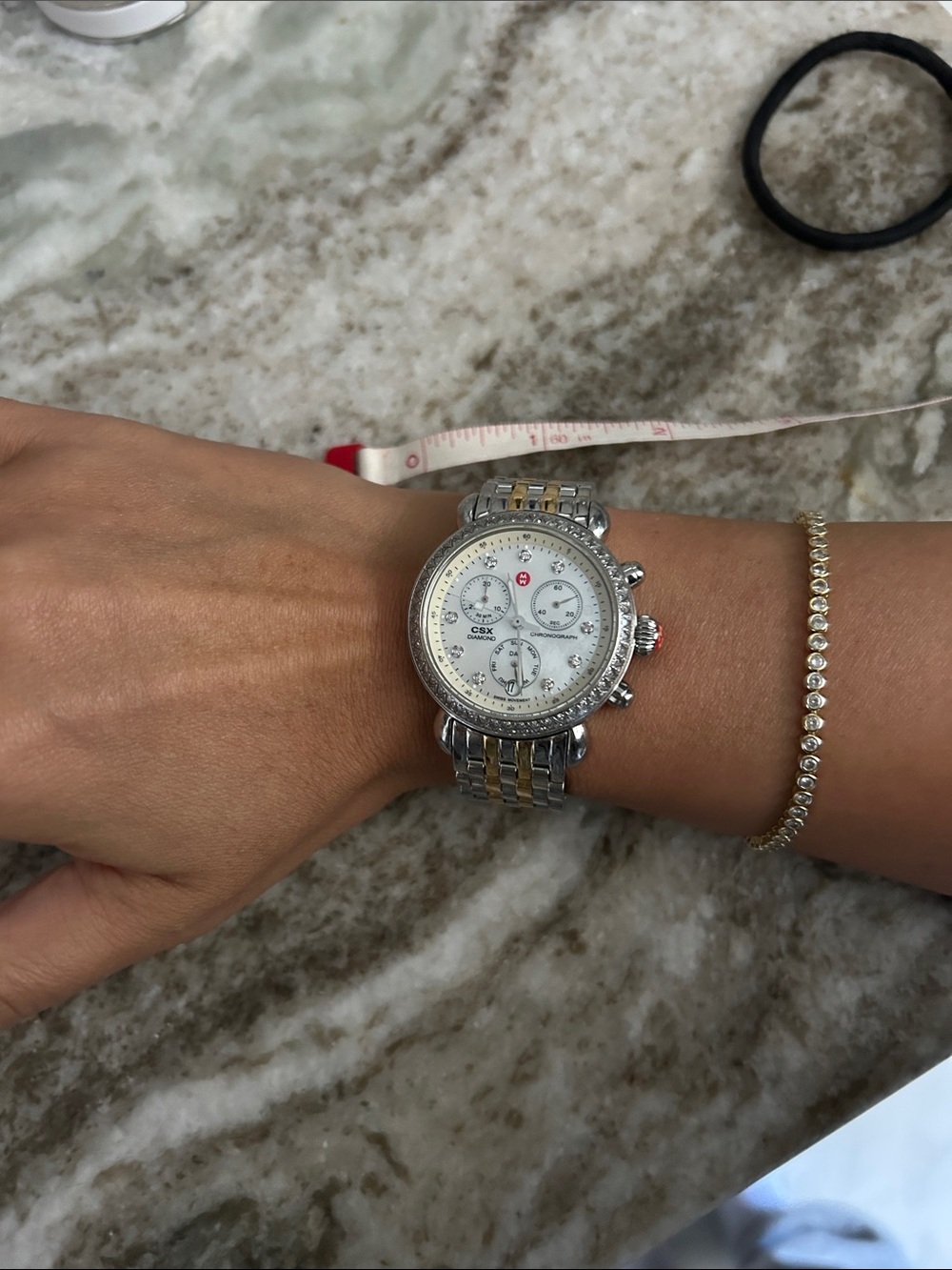 Michele Two-Tone Mother-of-Pearl Dial Bracelet Watch - Picture 10 of 10